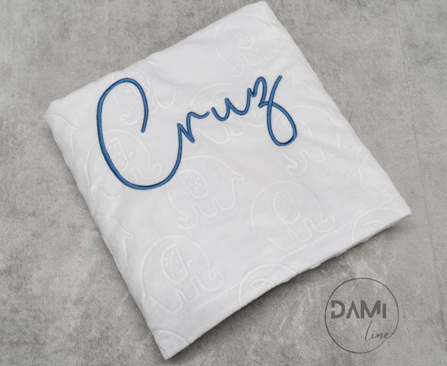 Personalised bubble/elephant embossed blanket. Multiple colours available