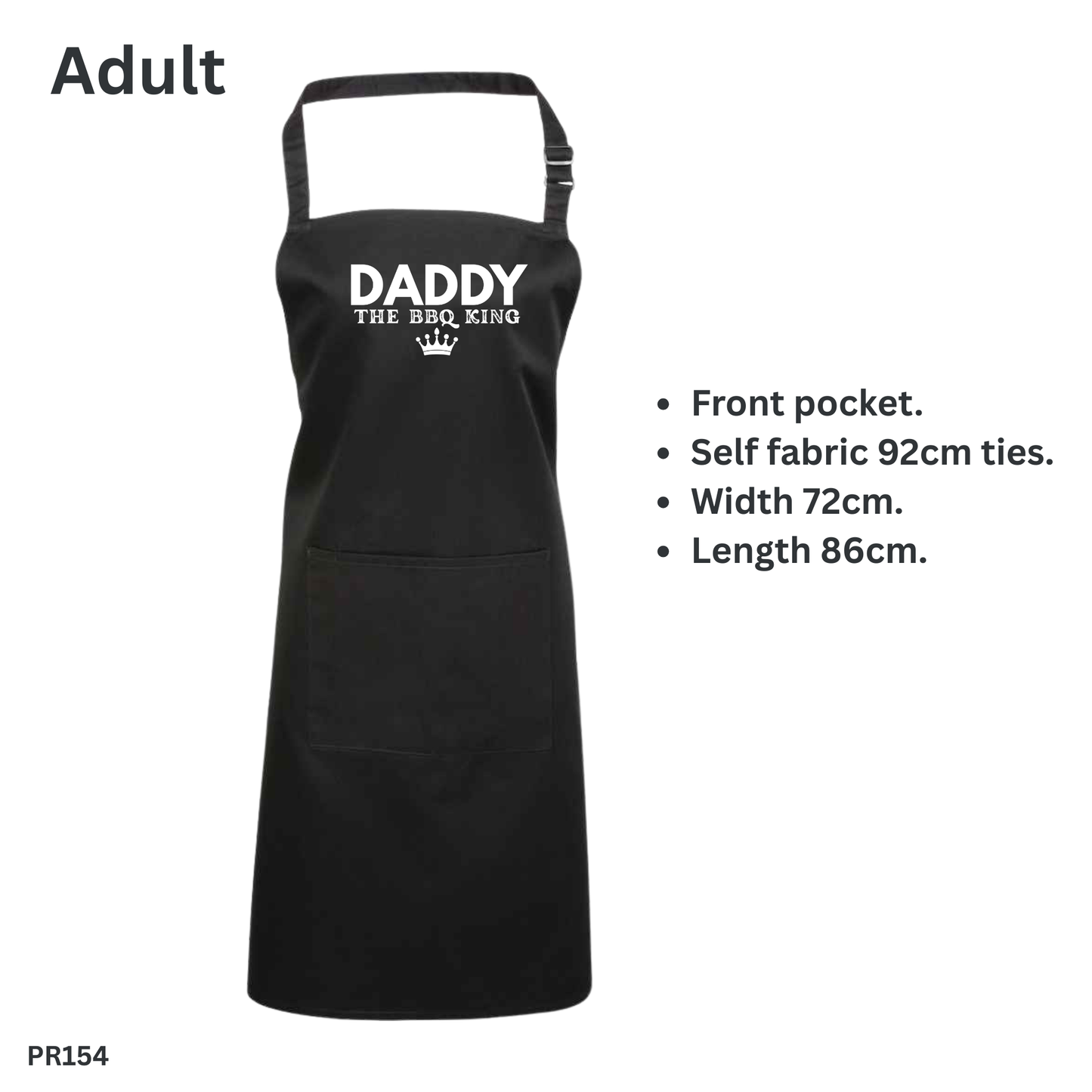 BBQ Apron – “Daddy The BBQ King” Personalised Apron - PRINTED