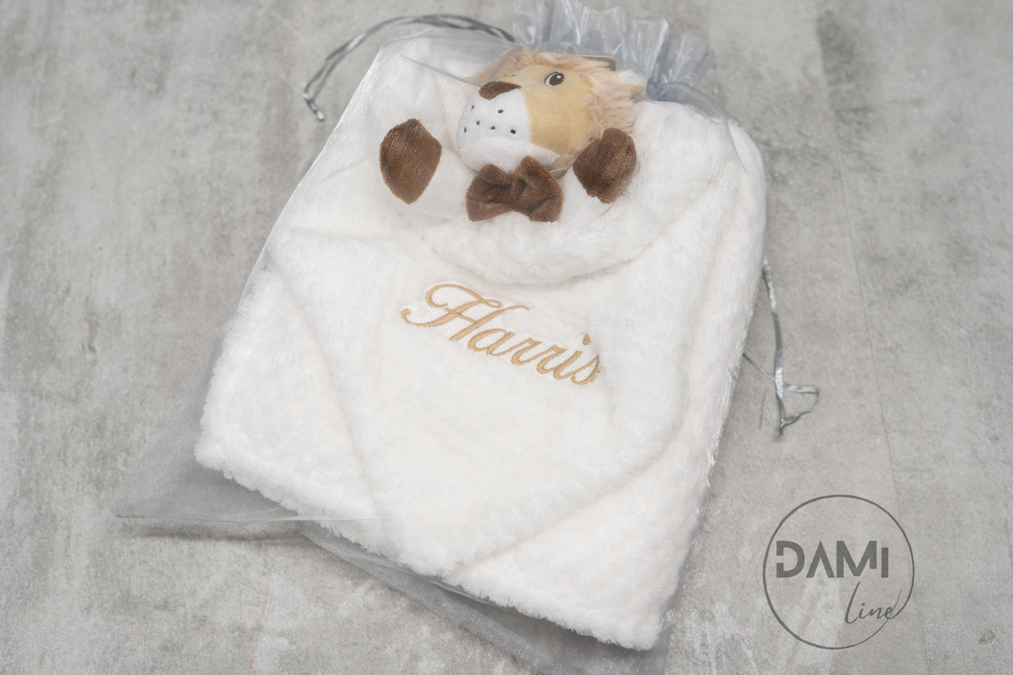 Personalised baby blanket, lion comforter gift set for baby girl or boy