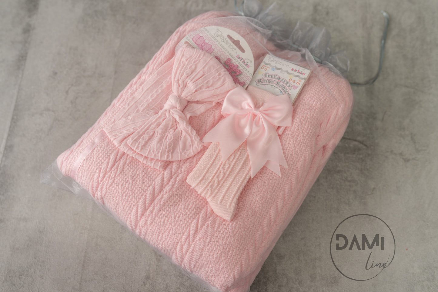 Personalised Baby Girl Gift Set | Pink Blanket, Headband & Socks