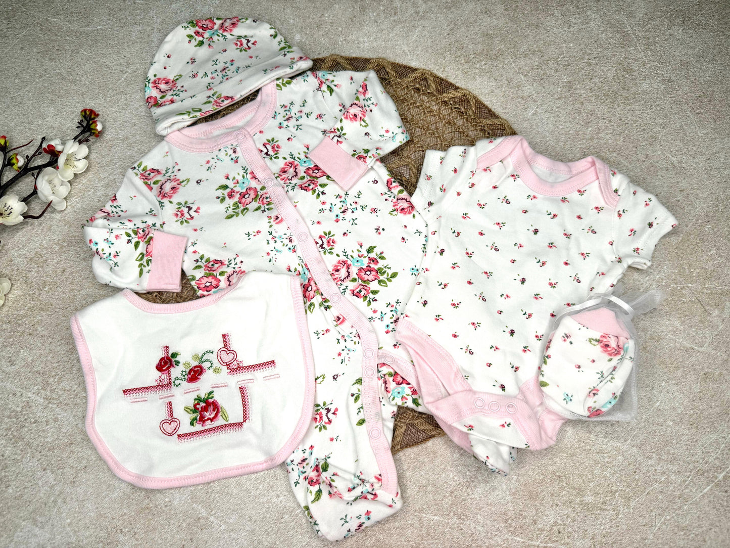 Baby 5pcs outfit - floral