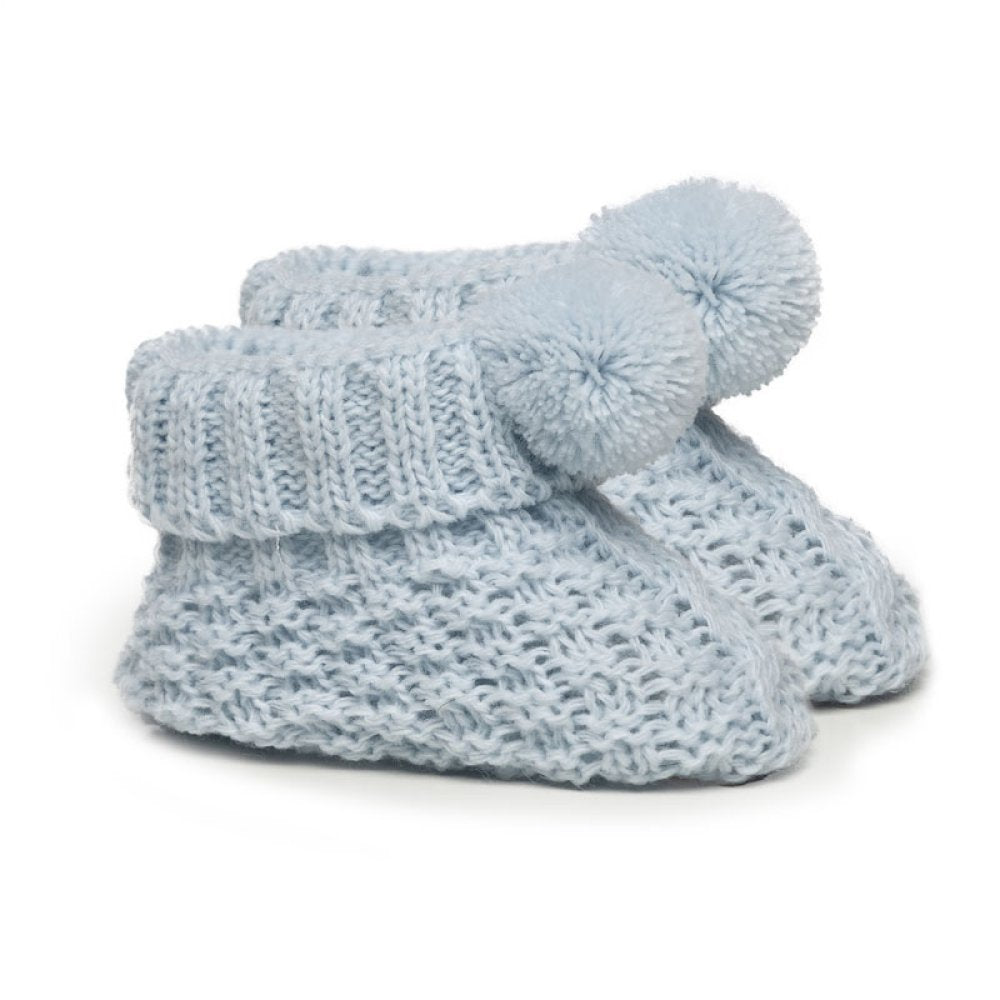Baby Check Bootees with pom-pom. Multiple colours available.