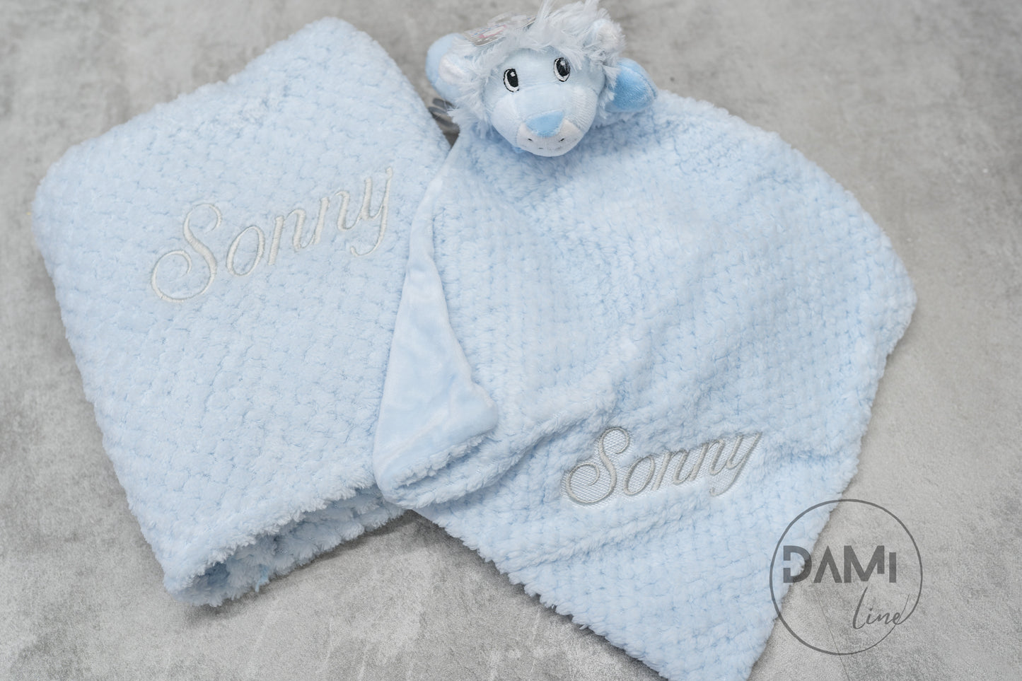 Personalised baby blanket, lion comforter gift set for baby girl or boy