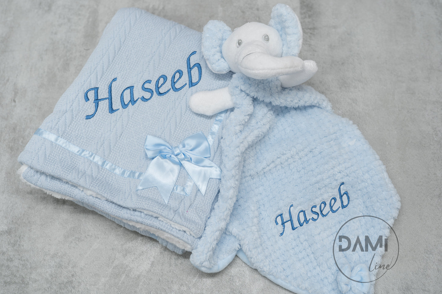 Personalised Baby Gift Set – Blanket & Elephant Comforter