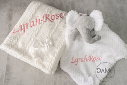 Personalised Baby Gift Set – Blanket & Elephant Comforter