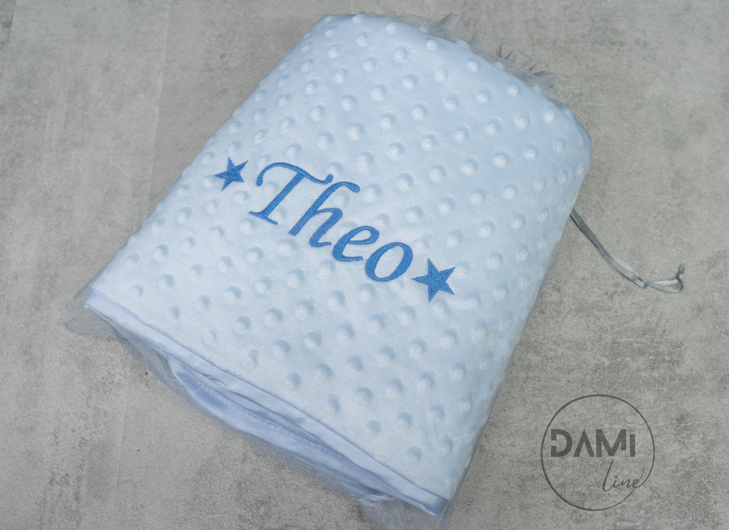 Personalised blue baby blanket and bear comforter gift set for boy