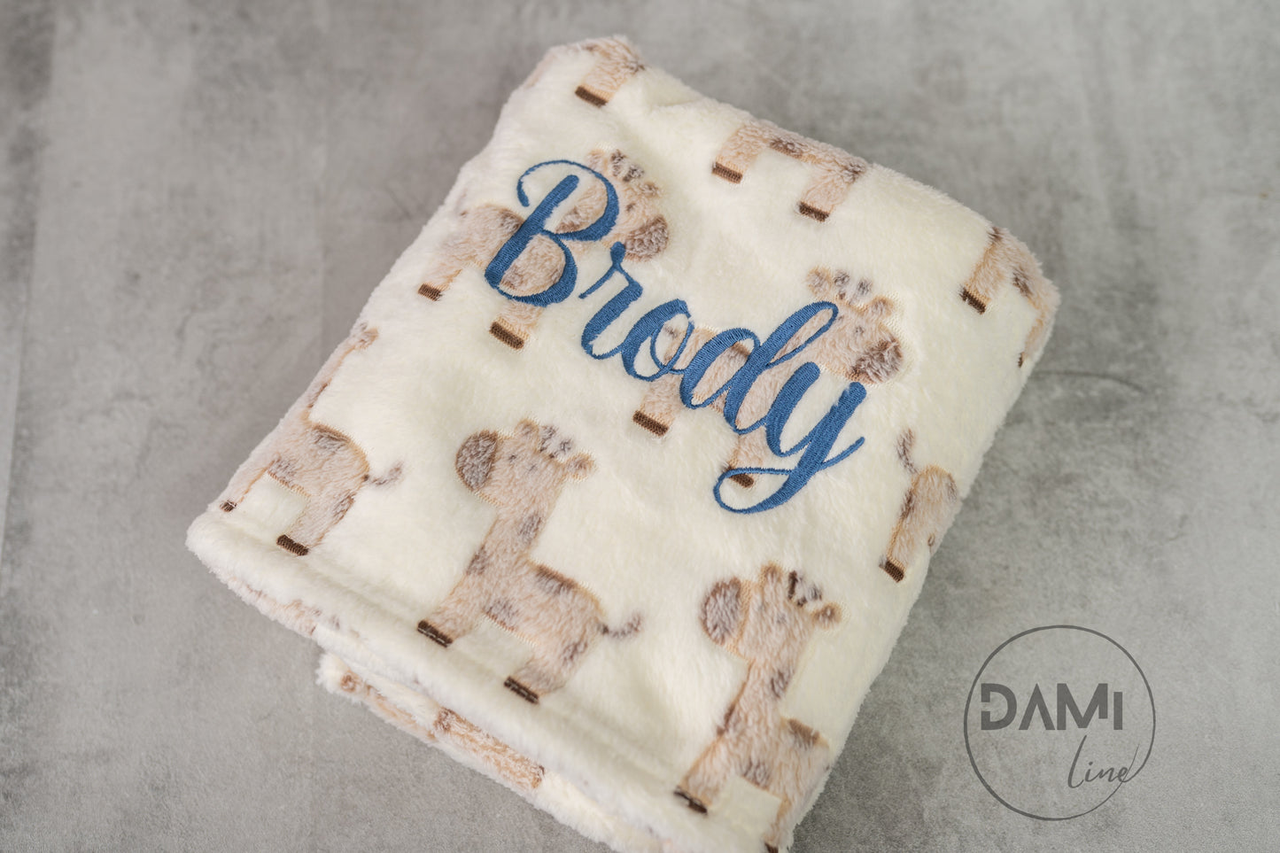 Giraffe print baby blanket. Personalised