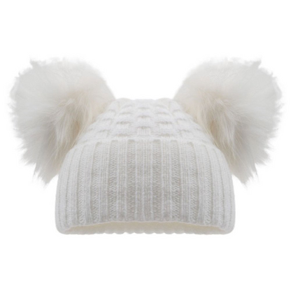 Personalised Checked/Striped Hat with Pom Poms