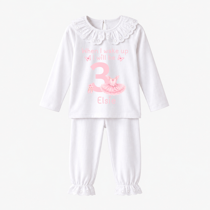 Personalised Balerina Birthday Eve Outfit for Girls – Custom Name & Age Two Piece Set