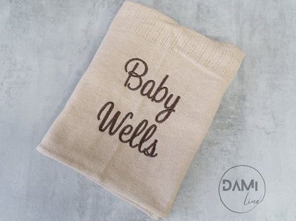 Personalised cellular cotton baby blanket. Multiple colours available