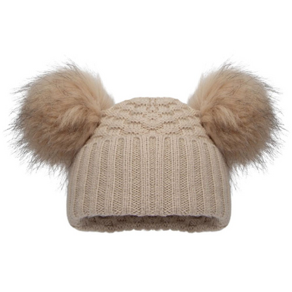 Personalised Checked/Striped Hat with Pom Poms