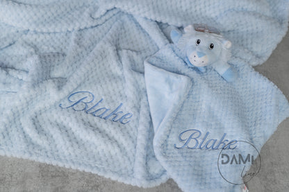 Personalised baby blanket, lion comforter gift set for baby girl or boy