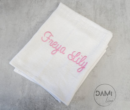 Personalised cellular cotton baby blanket. Multiple colours available