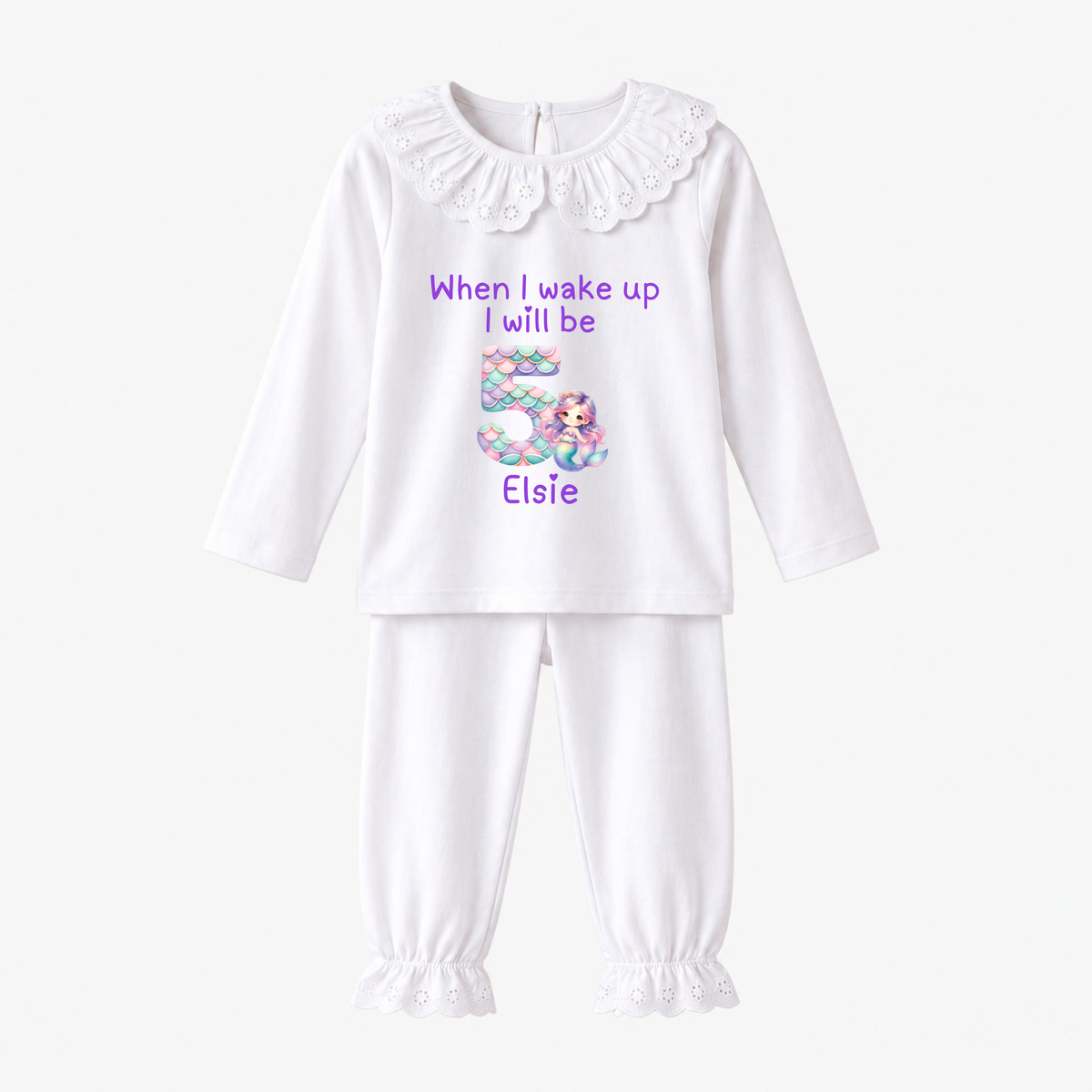 Personalised Mermaid Birthday Eve Outfit for Girls – Custom Name & Age Two Piece Set