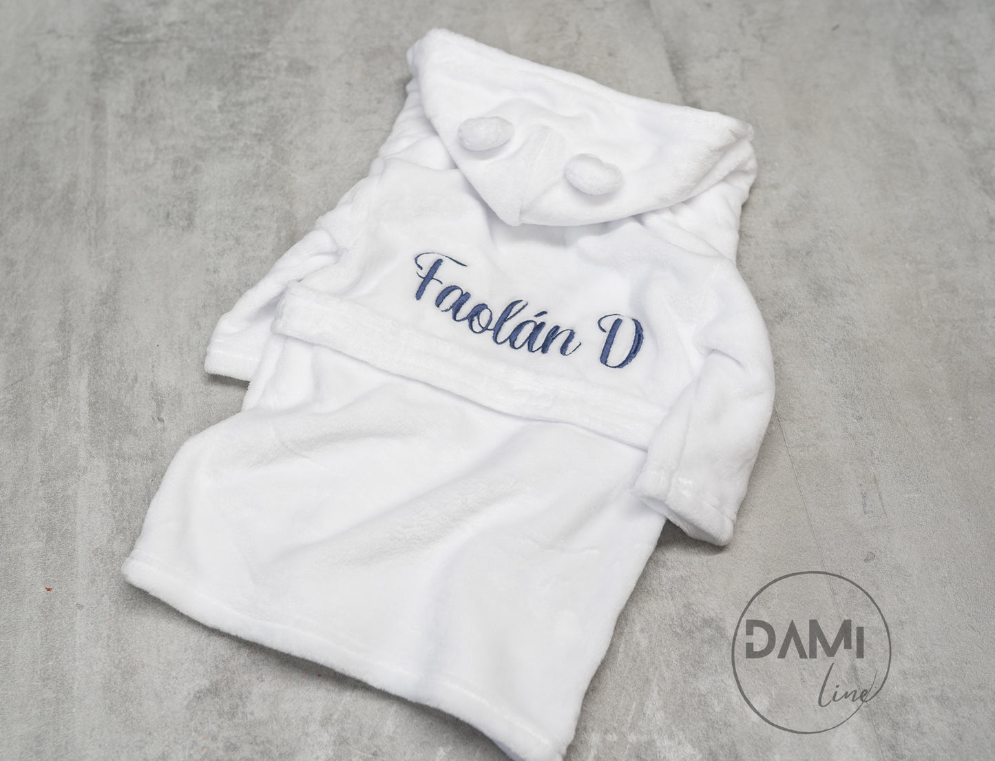 Personalised hooded baby bath robe, baby dressing gown-embroidery on back
