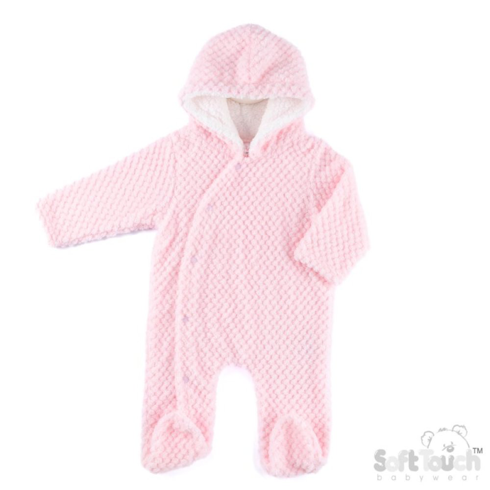 Honeycomb All-in-One Baby Suit with Sherpa Hood – 3–9 Months