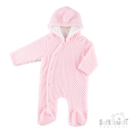 Personalised Honeycomb All-in-One Baby Suit with Sherpa Hood – 3–9 Months