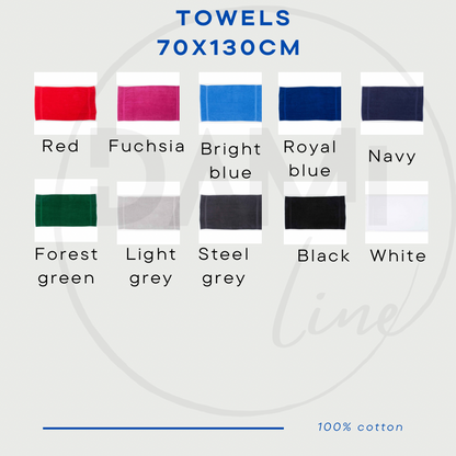 Personalised with initials -max 3 letters- embroidered bath towel 70x130cm