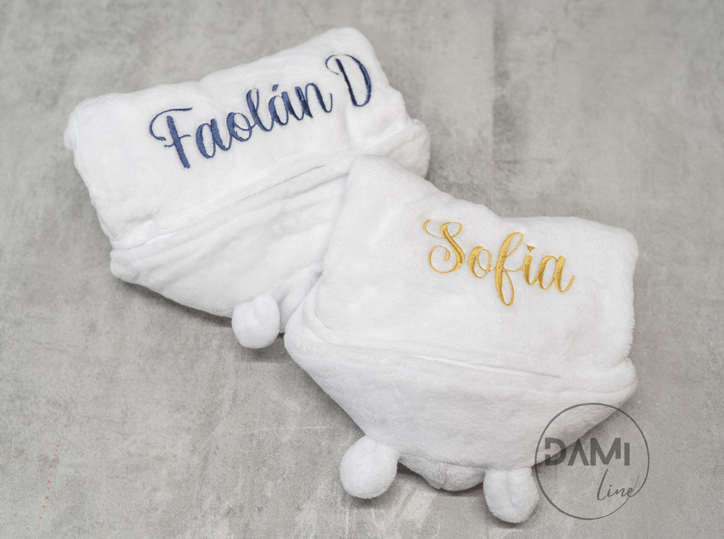 Personalised hooded baby bath robe, baby dressing gown-embroidery on back
