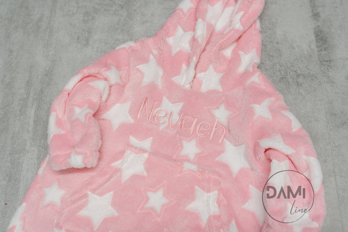 Personalised fleece baby hoodie.