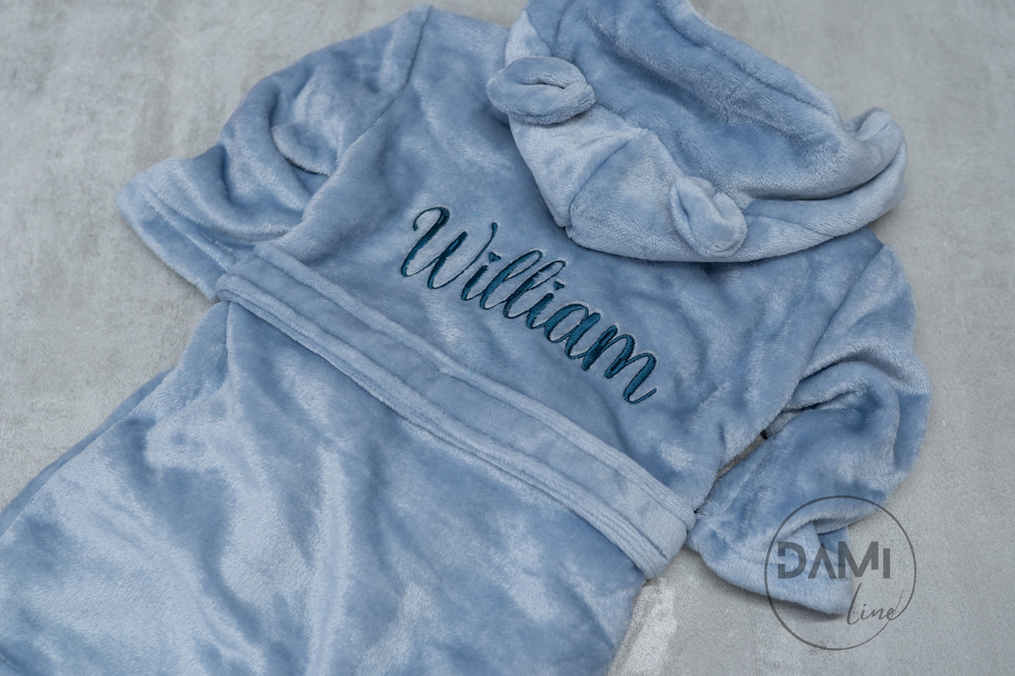 Personalised hooded baby bath robe, baby dressing gown-embroidery on back
