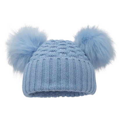 Personalised Checked/Striped Hat with Pom Poms