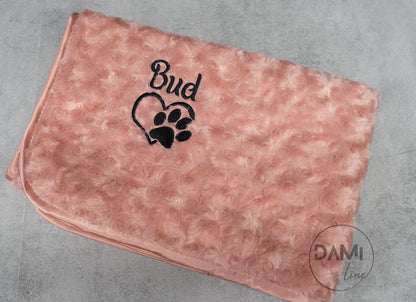 Personalised dog | cat | puppy | kitten rose bud blanket, pet blanket