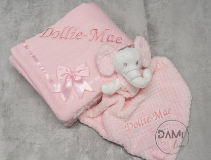 Personalised Baby Gift Set – Blanket & Elephant Comforter