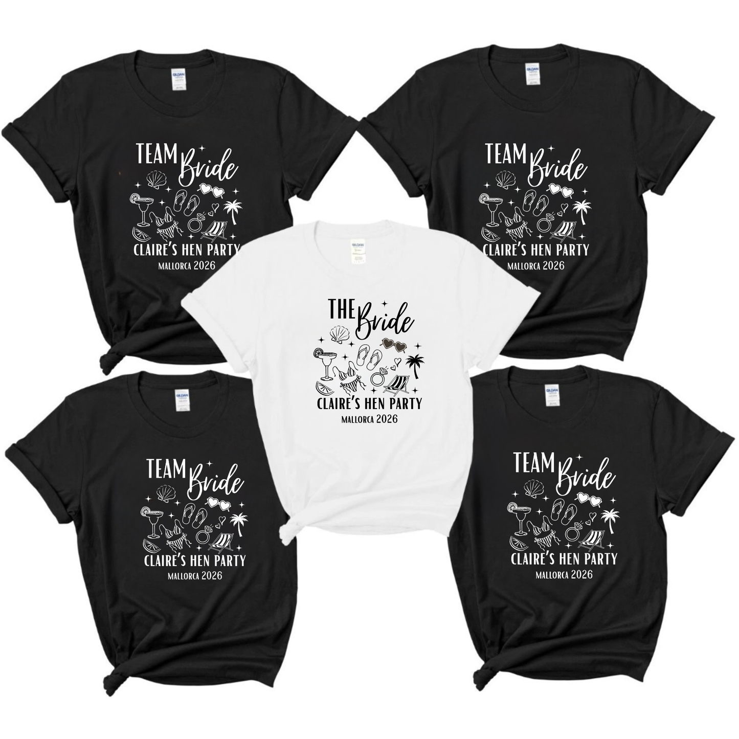 Personalised Hen Party T-Shirts – Team Bride & Bride Matching T-Shirts