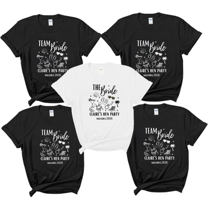 Personalised Hen Party T-Shirts – Team Bride & Bride Matching T-Shirts