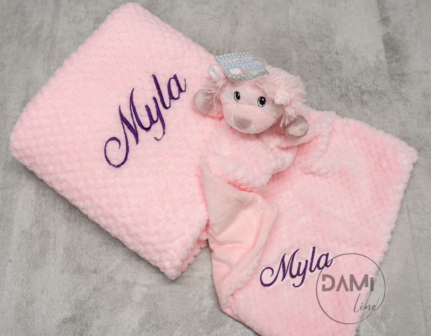 Personalised baby blanket, lion comforter gift set for baby girl or boy