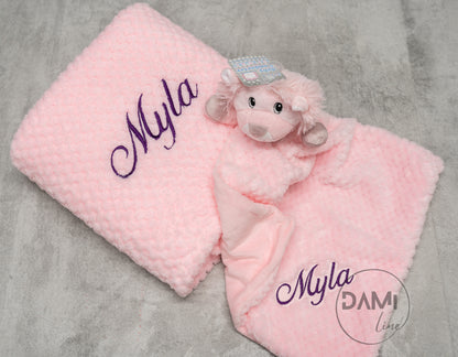 Personalised baby blanket, lion comforter gift set for baby girl or boy