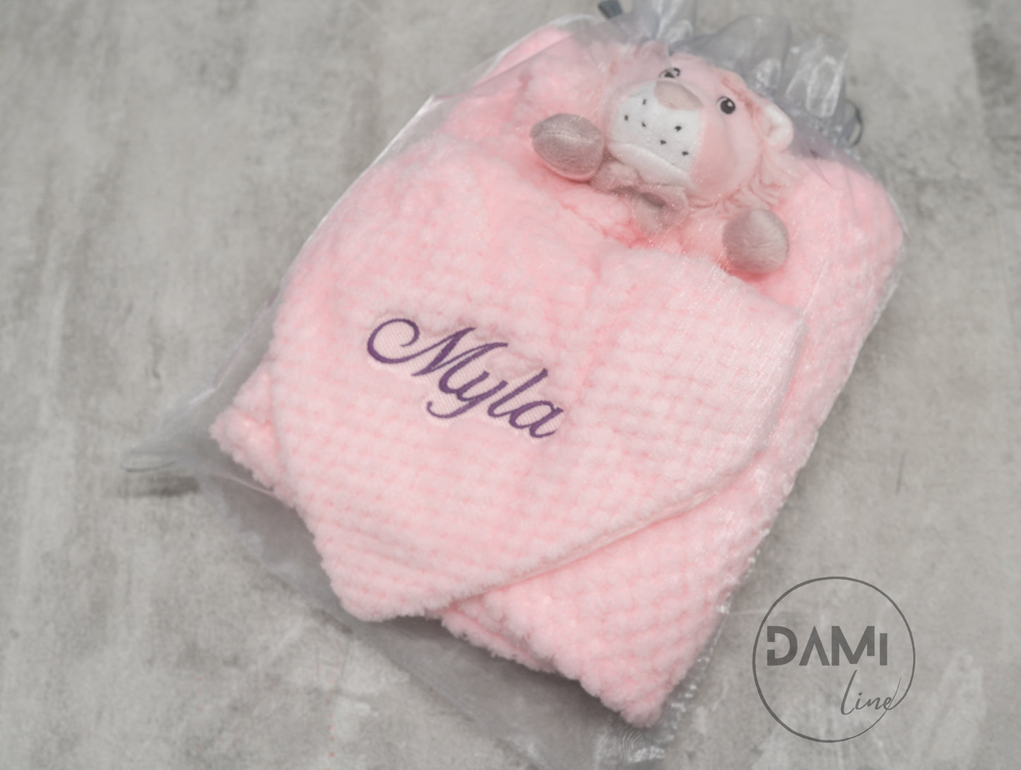 Personalised baby blanket, lion comforter gift set for baby girl or boy