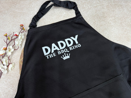 BBQ Apron – “Daddy The BBQ King” Personalised Apron - PRINTED