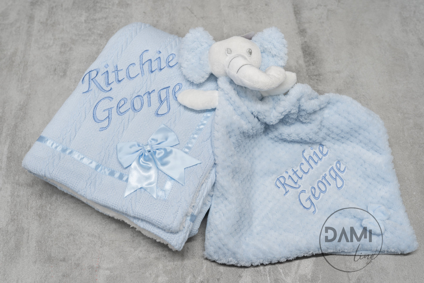 Personalised Baby Gift Set – Blanket & Elephant Comforter