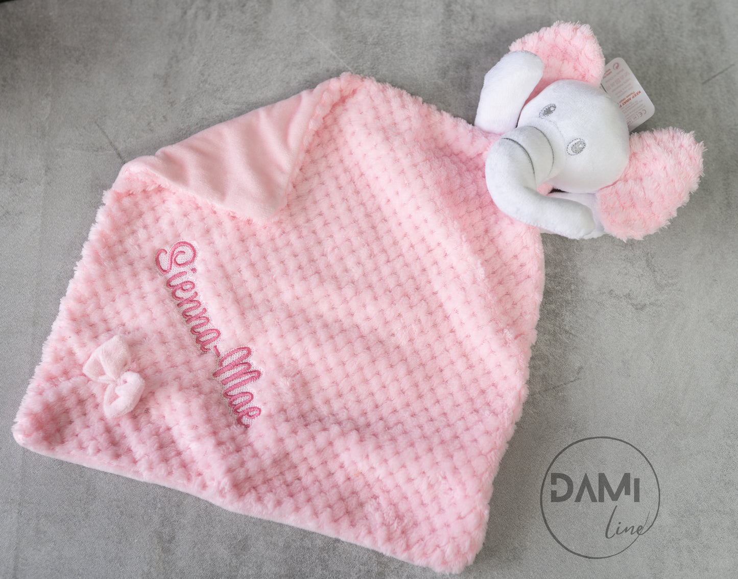 Personalised elephant comforter with crinkle ears