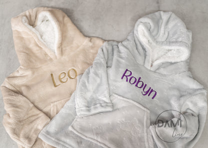 Personalised kids oversized plush hoodie