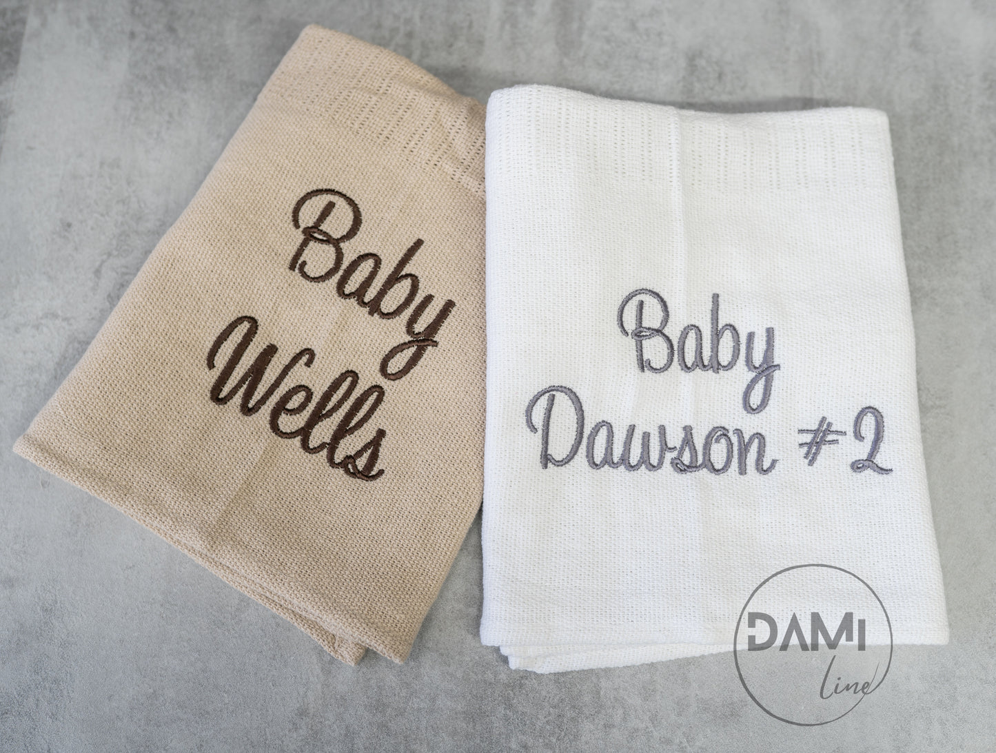 Personalised cellular cotton baby blanket. Multiple colours available