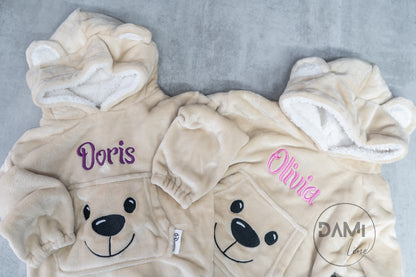 Personalised kids oversized plush hoodie - bear or koala