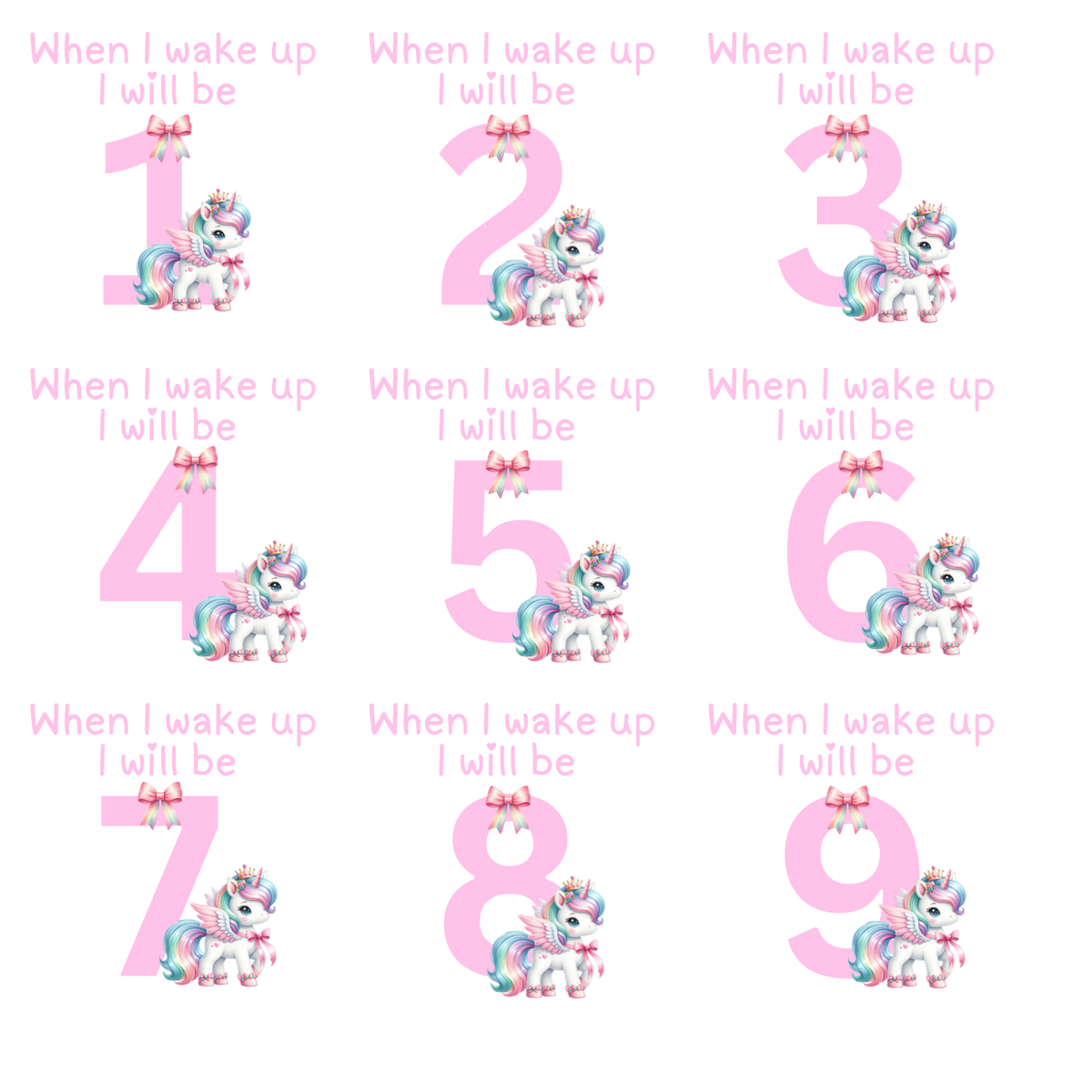 Personalised Unicorn Birthday Eve Outfit for Girls – Custom Name & Age Two Piece Set