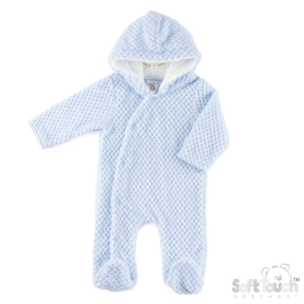 Honeycomb All-in-One Baby Suit with Sherpa Hood – 3–9 Months