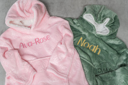 Personalised kids oversized plush hoodie
