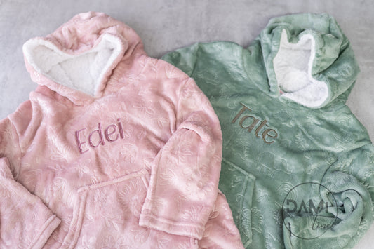 Personalised kids oversized plush hoodie