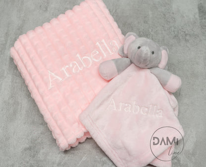 Personalised Baby Gift Set – Blanket & Elephant Comforter