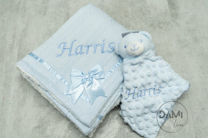 Personalised Baby Gift Set – Blanket & Bear Comforter
