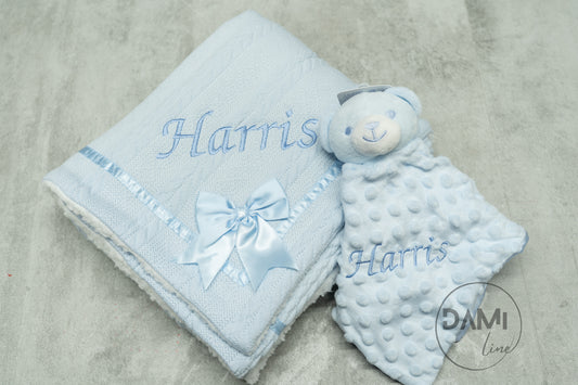 Personalised Baby Gift Set – Blanket & Bear Comforter