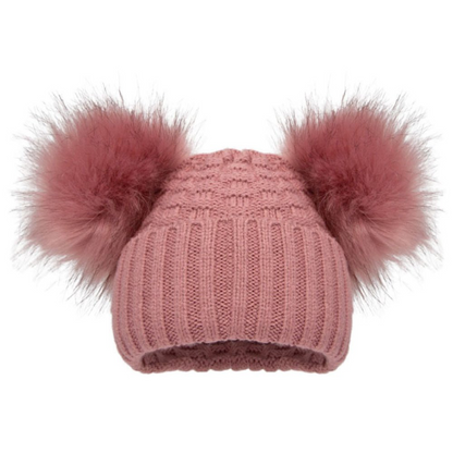 Personalised Checked/Striped Hat with Pom Poms