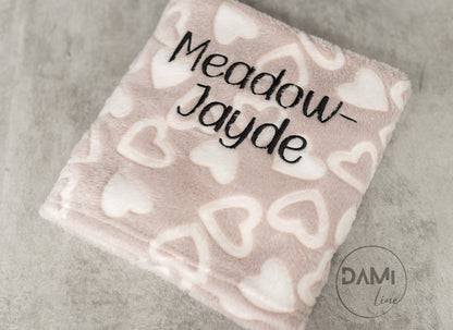 Personalised fleece hearts print blanket
