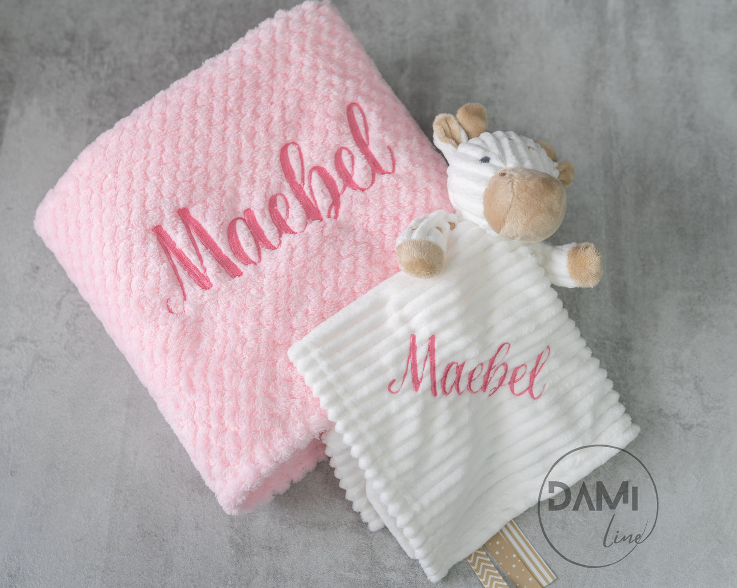 Personalised baby blanket, girraffe comforter gift set for baby girl or boy