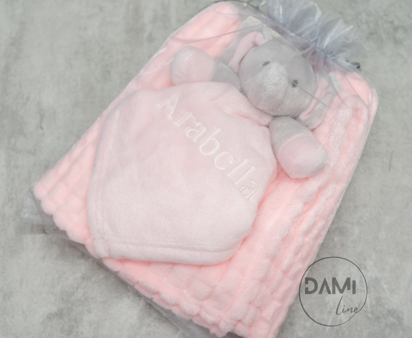 Personalised Baby Gift Set – Blanket & Elephant Comforter